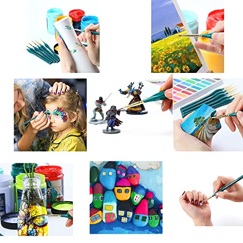 Transon Detail Thin Paint Brush Set 6pcs and 12-Color Face Body Paint Palette TRANSON