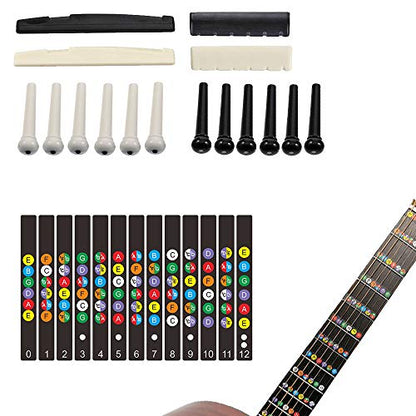 72PCS Guitar Tool Kit，Professional Guitar Repairing Maintenance Tool Kit with Guitar Strings Picks Bridge Pins Gauge Guitar Accessories Gift for - WoodArtSupply