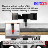 CENYB CNC Spoilboard Surfacing Router Bits,4 Teeth 1/4 inch Shank 2 inch Cutting Dia with Router Collet for Woodworking Tools cenyb