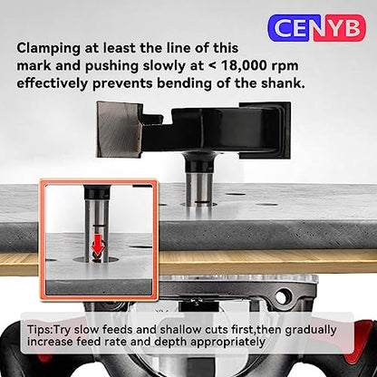 CENYB CNC Spoilboard Surfacing Router Bits,4 Teeth 1/4 inch Shank 2 inch Cutting Dia with Router Collet for Woodworking Tools - WoodArtSupply