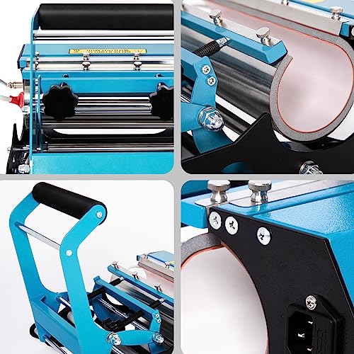 Tumbler Heat Press Machine - EZIOSS Versatile Mug Press for 30, 20, 16, 15, 11 OZ Cups - with Thermal Transfer Paper, Tape & DIY Free Template -