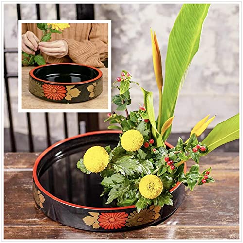Japanese Flower Frog Ikebana Vase Kit Flower Container with 2.4" Floral Frog and 2 in 1 Kenzan Needle Straightening Tool-8.3" Plastic Ikebana Bowl Eggone