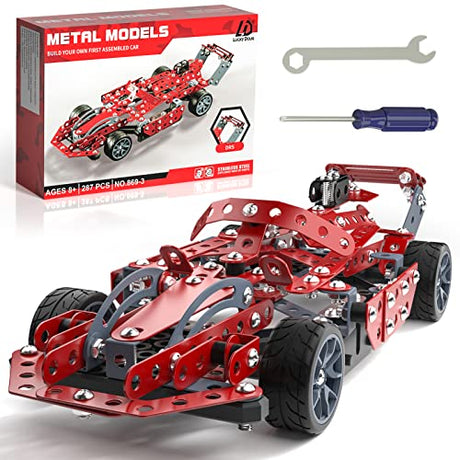 Lucky Doug Building Kit Model Car Set - 287 Pieces STEM Project Building Toys for Kids Ages 8-12, Assembly Technique Car Building Kits Red Vehicle Lucky Doug