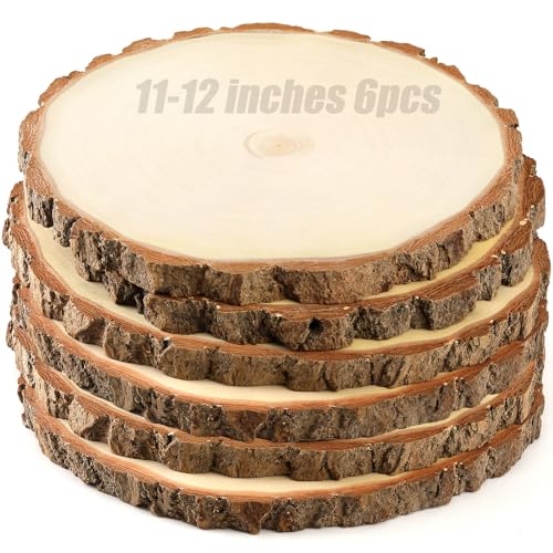 Large Wooden Slices for Centerpieces, 11-12" Unfinished Wood Cutouts, Wood Circles for Wedding, Table Decor Party and Home Decoration