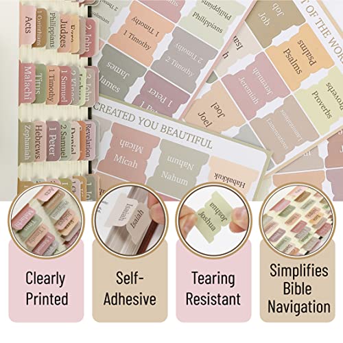 Mr. Pen- Bible Tabs, 75 Tabs, Boho Theme, Laminated Bible Tabs for Women and Men, Bible Tabs for Study Bible, Bible Index Tabs, Bible Book Tabs, Mr. Pen