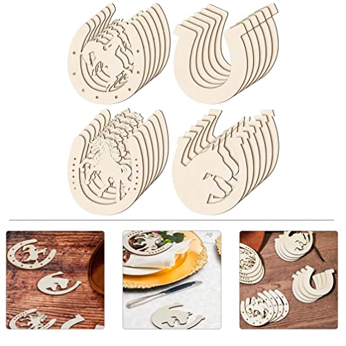 Sewroro Childrens Toys Horseshoe Shape Wood Cutouts: 24pcs Unfinished Wooden Horseshoes Cowboy Wood Cutouts Blank Horseshoes Wood Slices Paint Crafts - WoodArtSupply