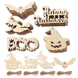 Ciieeo 50Pcs Halloween Wood Chips Ghost Wood Chips Unfinished Wooden Cutouts Unfinished Wood Slices Wooden Gift Tags Wood Jack o Lantern Cutouts Ciieeo