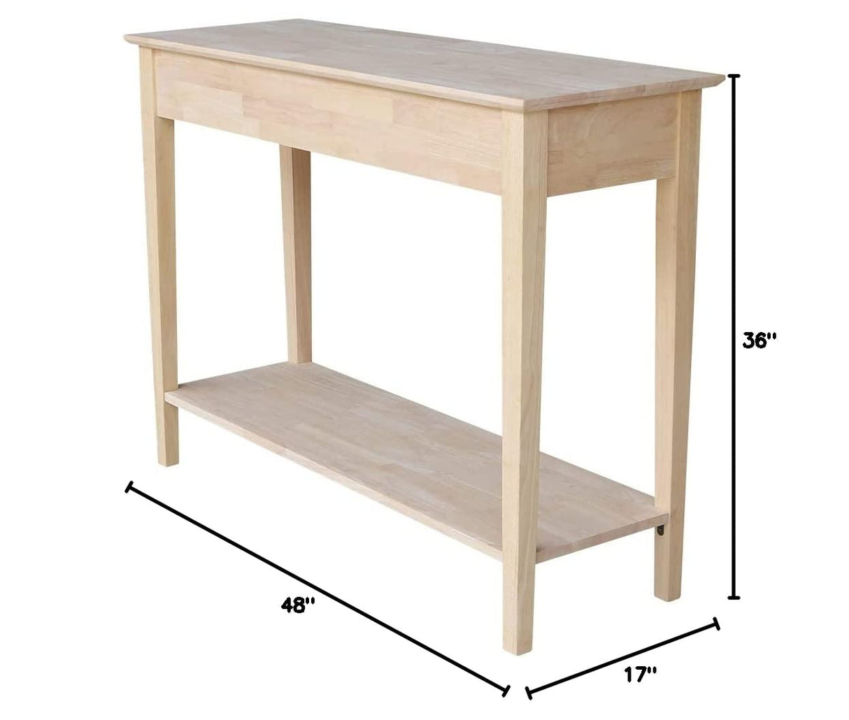 IC International Concepts Spencer Server Table, 48 in W x 17 in D x 36 in H, Unfinished IC International Concepts