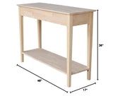 IC International Concepts Spencer Server Table, 48 in W x 17 in D x 36 in H, Unfinished IC International Concepts