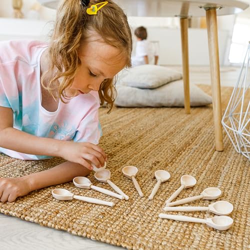 Ulanik Unfinished Wooden Spoons Toddler Montessori Toys for 3 Year Old + Kids Fine Motor Toys for Scooping & DIY Painting Pyrography Decoupage Crafts Ulanik
