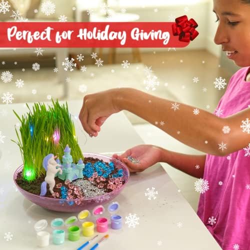 Bryte Light-Up Unicorn Terrarium Kit for Kids | All Inclusive - Castle, Fairy Garden Lights & More | Arts & Crafts, STEM Activities for Kids, BRYTE