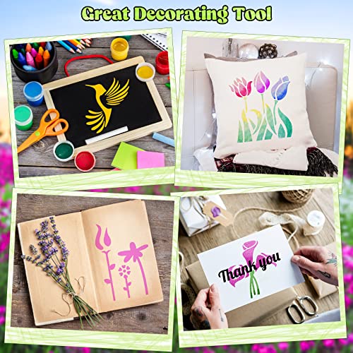 60 Pieces Flower Animal Stencils for Painting Reusable Deer Bear Stencil Butterfly Bird Bee Mountain DIY Craft Template Paint Stencils for Painting Marspark