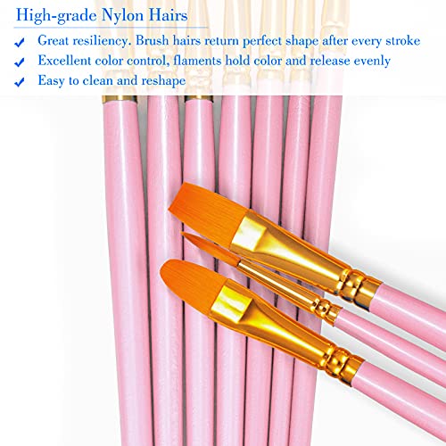 BOSOBO Paint Brushes Set, 2 Pack 20 Pcs Round Pointed Tip Nylon Hair Artist Acrylic Paint Brushes for Acrylic Oil Watercolor, Face Nail Art, BOSOBO