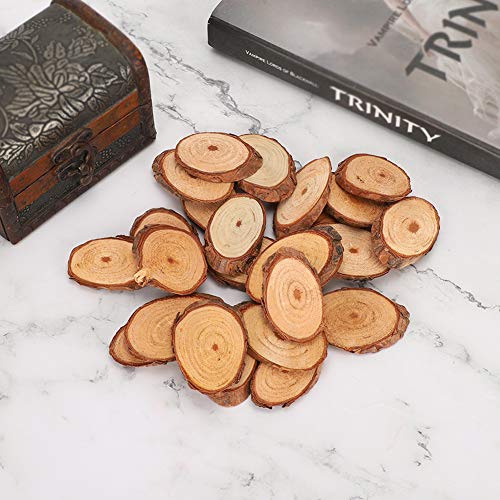 25 PCS Natural Wood Slices, Unfinished Wood Slices Wood Slice Round Wood Wood Pieces Pine Oval Piece Oblique DIY for Painting/Crafts/Wedding Liyeehao