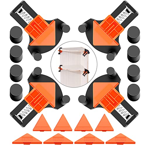 60/90/120 Degree Multi Angle Pro Corner Clamp for Woodworking Set of 4, Adjustable Spring Loaded Right Clamp Tools, Carson Carpentry, Frame Cabinet NAYE