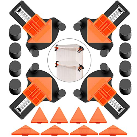 60/90/120 Degree Multi Angle Pro Corner Clamp for Woodworking Set of 4, Adjustable Spring Loaded Right Clamp Tools, Carson Carpentry, Frame Cabinet NAYE