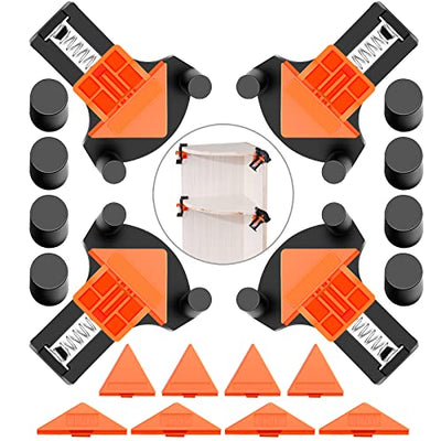 60/90/120 Degree Multi Angle Pro Corner Clamp for Woodworking Set of 4, Adjustable Spring Loaded Right Clamp Tools, Carson Carpentry, Frame Cabinet