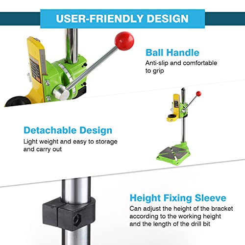 IRONWALLS Floor Drill Press Stand for Hand Drill, 90 Degree Rotating Adjustable Universal Bench Clamp Drill Holder Drill Press Adapter Workbench IRONWALLS