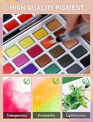 Nicpro 60PCS Watercolor Paint Kit, Professional Painting Supplies Set 24  Tube Water Color Paints, 8 Synthetic Squirrel Brushes, 25 Paper Pad,  Palette
