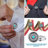 Janinka 24 Pcs Faux Turquoise Round Conchos Sunflower Decorative Buckle Metal Sunflower Buttons Screw Back Buttons for DIY Craft Leather Belt, Silver Janinka