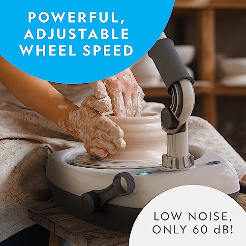 NATIONAL GEOGRAPHIC Hobby Pottery Wheel Kit - 8" Variable Speed Pottery Wheel for Adults & Teens with Innovative Arm Tool, 3 Lb Air Dry Clay & Art - WoodArtSupply