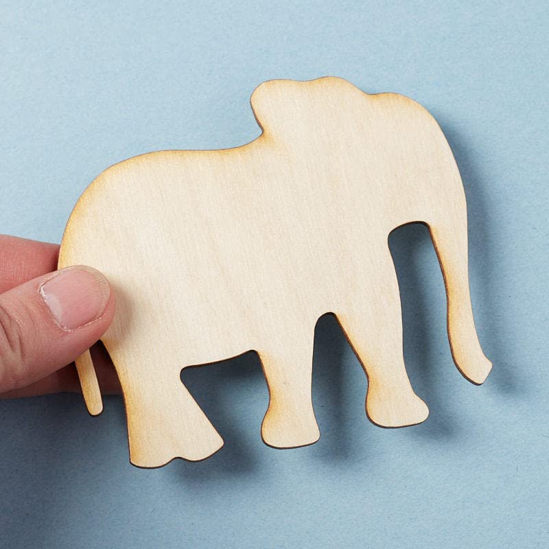 Pack of 24 Unfinished Wood Elephant Cutouts by Factory Direct Craft - Blank Wooden Elephant Shapes to Turn into Wildlife Zoo Animals, African or Factory Direct Craft