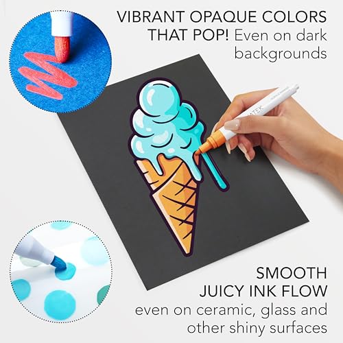 CHROMATEK Dual Tip Acrylic Paint Pens for Rock Painting, Stone, Ceramic, Glass, Wood - 30 Vibrant Solid Colors - Waterproof, Quick Drying, Never Fade CHROMATEK