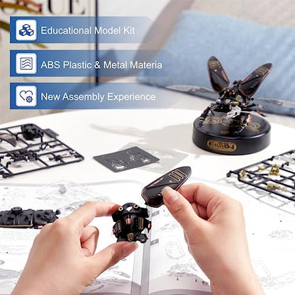 ROBOTIME MI03 Model Kits for Adults/Teens-Storm Beetle Model Building Kits-115 Pieces Mechanical 3D Puzzle-Birthday Gift for Men-Aesthetic Desk Toy - WoodArtSupply