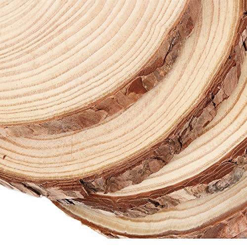 NINGWAAN 12 PCS 6-7 Inch Natural Wood Slices, Rustic Unfinished Wooden Circle with Tree Bark, Round Wood Centerpieces for DIY Crafts, Rustic Wedding NINGWAAN