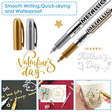 LOONENG Gold and Silver Metallic Markers, Fine Point Gold and Silver Metallic Marker Pens for Adult Coloring, Black Paper, Scrapbooking, Fabric, LOONENG