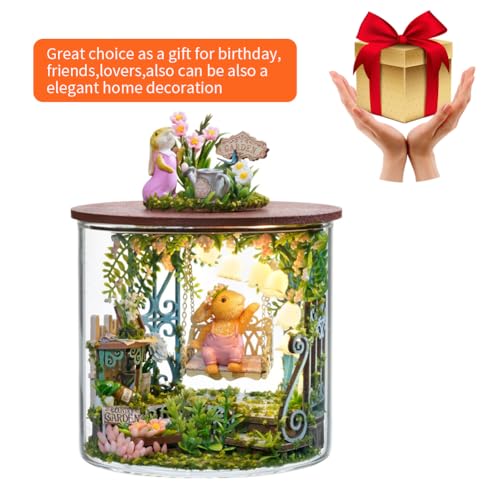 DIY Miniature and Furniture Dollhouse Kit,Mini 3D Wooden Doll House Craft Model with Dust Proof Cover and LED,Creative Room Idea Best Gift for Friend Montidey