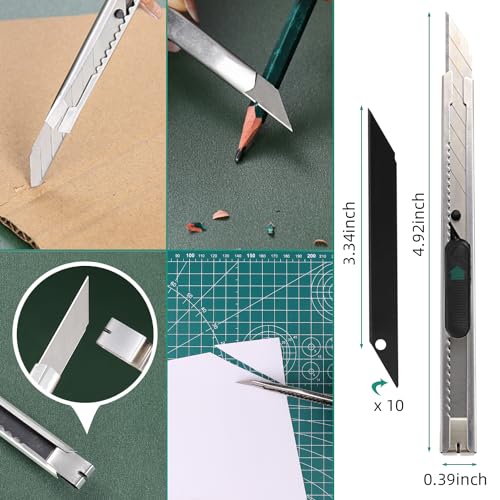 Exacto Knife Set, Craft Cutting Mat Kit, 55 PCS Precision Carving Craft Hobby Knife Kit, With A4 Self Healing Mat, 3 Pcs Craft Knife, Steel Rule, 4 Different Models Exacto Knife for DIY Art Work