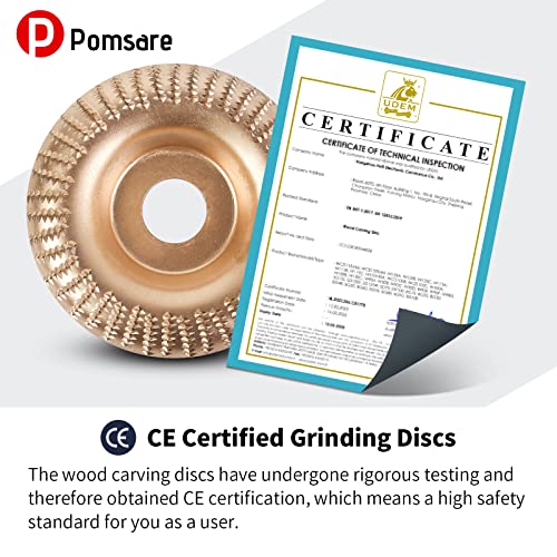 Pomsare 5PCS Angle Grinder Wood Carving Disc Set, 4 and 1/2 Attachments with 5/8 inch Arbor, Stump Tool Grinding Wheel Shaping for Cutting, Cutting Pomsare