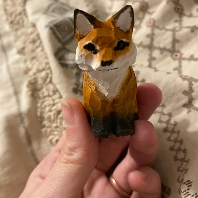 Selsela Red Fox Wood Ornament Hanging Figurine Handmade Carved Decoration Selsela
