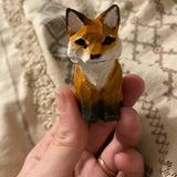 Selsela Red Fox Wood Ornament Hanging Figurine Handmade Carved Decoration Selsela