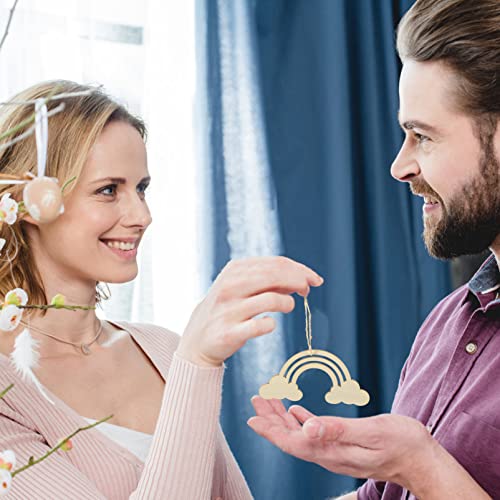 Unfinished Wooden Rainbow Cutouts: 20PCS Rainbow Wood DIY Craft Shapes Ornaments Blank Wood Slices Embellishments for Wedding Birthday Christmas EXCEART