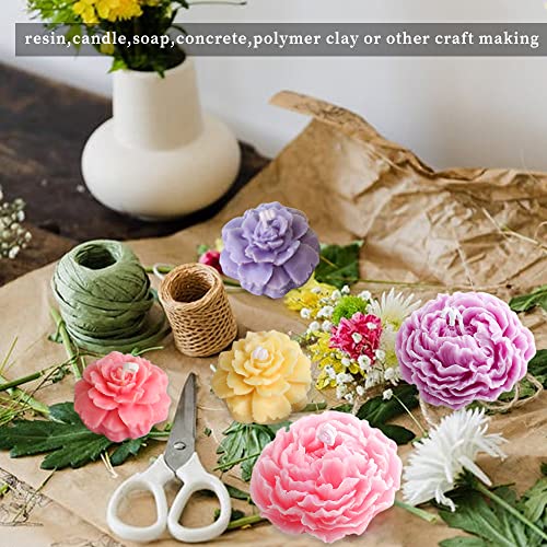 6PCS Flower Silicone Molds Resin Candle Mold Set, 3D Bloom Rose Peony Fondant Mold for Chocolate Cake Decor Soap Candle Making Kit, Resin Mold for Wehous