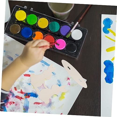 BESPORTBLE 10pcs White Rabbit Ornament Easter Unfinished Rabbit Cutouts Easter Wood Cutouts Blank Bunny Cutout Easter Wood Slice Blank Flags Wooden BESPORTBLE