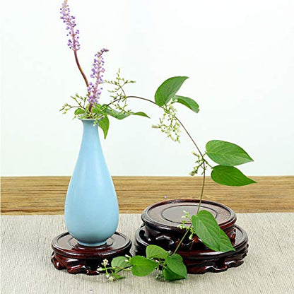 WANDIC Flower Frog Kit, Conical Ikebana Flower Vase with 6cm Ikebana Kenzan Flower Frog and 12cm Wood Base Stand for Flower Arranging Art, Black - WoodArtSupply