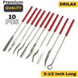 Diamond Coated Curved Needle Riffler File Set 10 Pieces Watch Jewelry Harmonica Glass Work Tools Assorted Mini Metal Jewelers Wood Carving Craft DRILAX