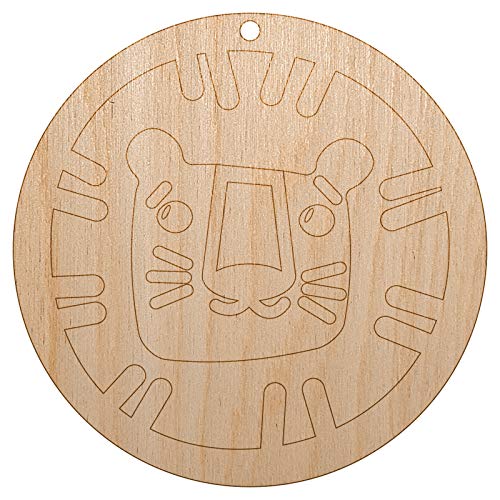 Lion Face Doodle Unfinished Craft Wood Holiday Christmas Tree DIY Pre-Drilled Ornament Sniggle Sloth
