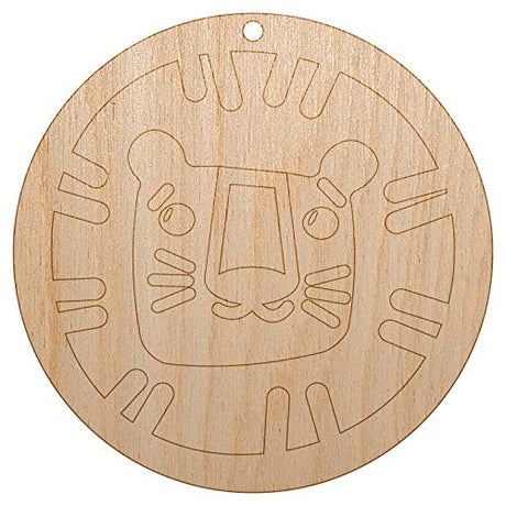 Lion Face Doodle Unfinished Craft Wood Holiday Christmas Tree DIY Pre-Drilled Ornament Sniggle Sloth
