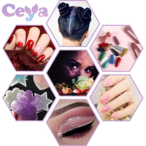 Ceya 3.5oz/ 100g Holographic Ultra Fine Glitter Powder Laser Black Glitter 1/128” 0.008” 0.2mm for Slime Epoxy Resin Craft Tumbler Jewelry Nail Art ceya