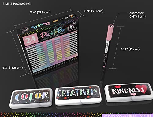 TOOLI-ART Acrylic Paint Markers Paint Pens Special Colors Set For Rock Painting, Canvas, Fabric, Glass, Mugs, Wood, Ceramics, Plastic, Multi-Surface. TOOLI-ART