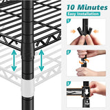 REIBII Storage Shelves with Wheels, Wire Shelving Unit with Wheels, 75.6"H Heavy Duty Shelving, Metal Shelves for Storage, Pantry Shelves for REIBII