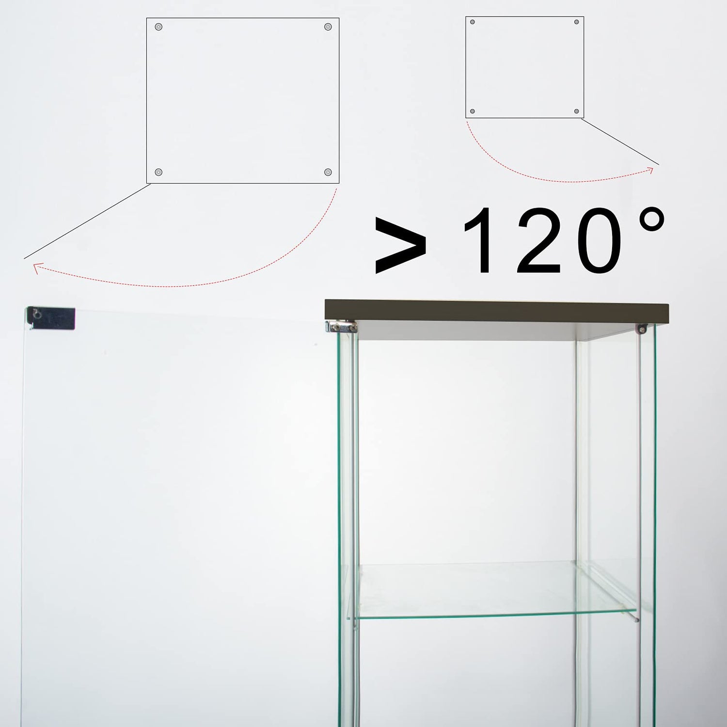 JT Glass Display Cabinet with 4 Shelves - Durable Tempered Glass Curio Bookshelf for Stylish Home or Office Display JT