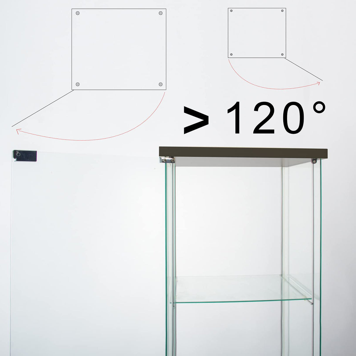 JT Glass Display Cabinet with 4 Shelves - Durable Tempered Glass Curio Bookshelf for Stylish Home or Office Display JT