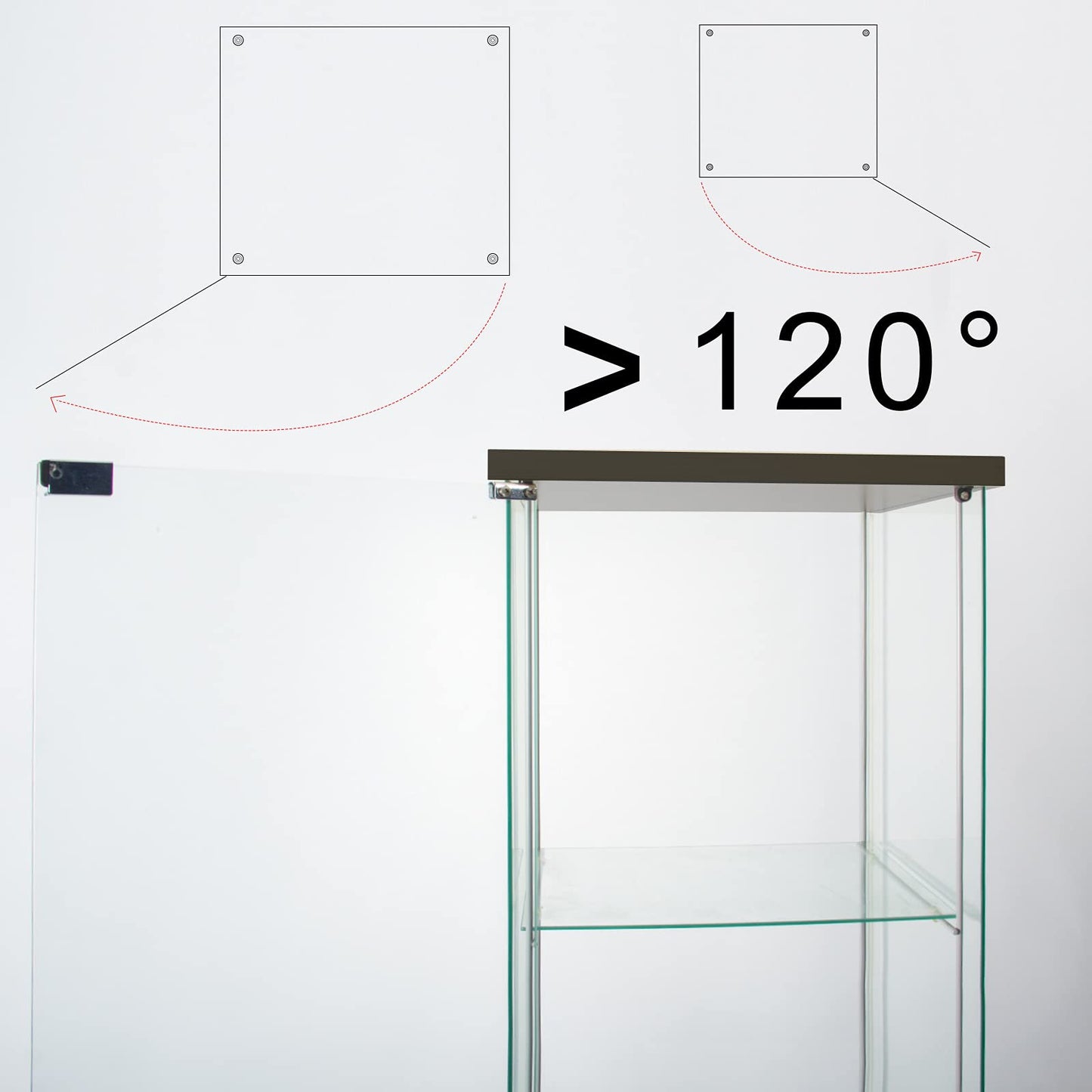 JT Glass Display Cabinet with 4 Shelves - Durable Tempered Glass Curio Bookshelf for Stylish Home or Office Display - WoodArtSupply