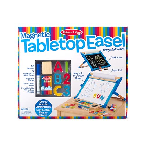 Melissa & Doug Deluxe Double-Sided Tabletop Easel (Arts & Crafts, 42 Pieces, 17.5” H x 20.75” W x 2.75” L, Great Gift for Girls and Boys - Best for - WoodArtSupply