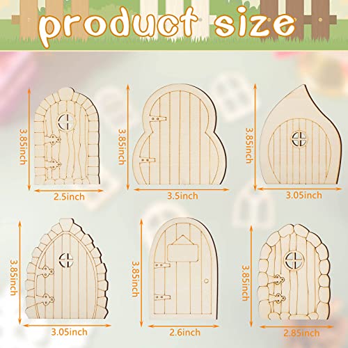 Yulejo 48 Pcs Fairy Door Wooden Garden Doors Craft Mini Window Fairy House DIY Kit Unfinished Miniature Door Unpainted Fairy Window Accessories for - WoodArtSupply